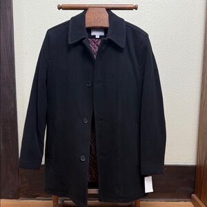 New Men's Black Wool Coat
